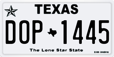 TX license plate DOP1445