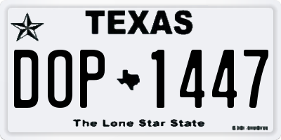 TX license plate DOP1447