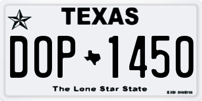 TX license plate DOP1450