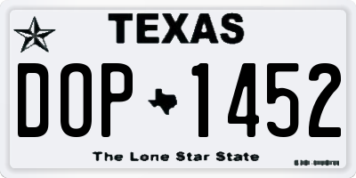 TX license plate DOP1452