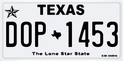 TX license plate DOP1453