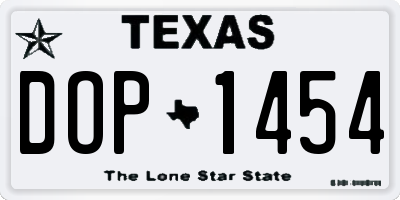 TX license plate DOP1454