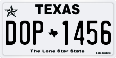 TX license plate DOP1456