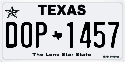 TX license plate DOP1457