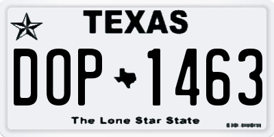 TX license plate DOP1463