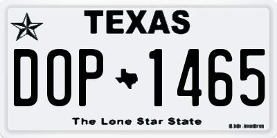 TX license plate DOP1465
