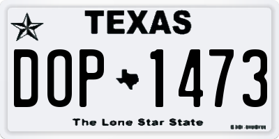 TX license plate DOP1473