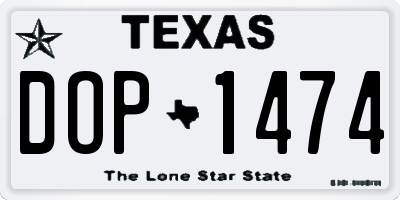 TX license plate DOP1474