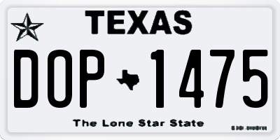 TX license plate DOP1475