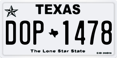 TX license plate DOP1478