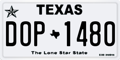TX license plate DOP1480