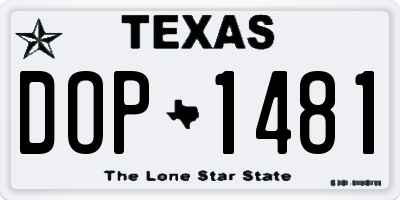 TX license plate DOP1481