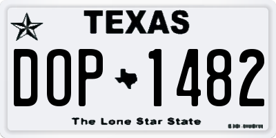 TX license plate DOP1482