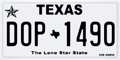 TX license plate DOP1490