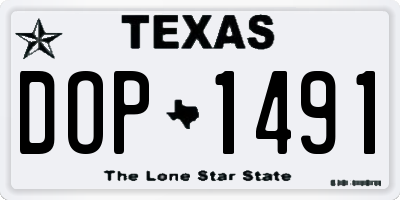 TX license plate DOP1491
