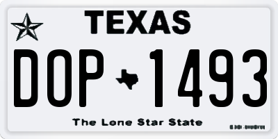 TX license plate DOP1493