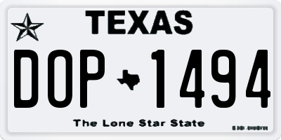 TX license plate DOP1494