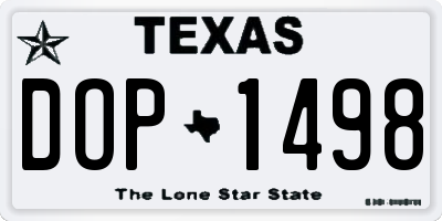 TX license plate DOP1498