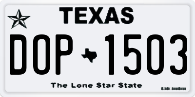 TX license plate DOP1503