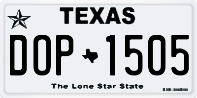 TX license plate DOP1505