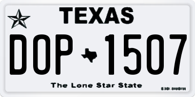 TX license plate DOP1507