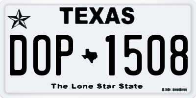TX license plate DOP1508