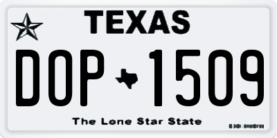 TX license plate DOP1509