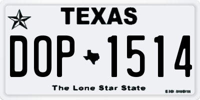 TX license plate DOP1514