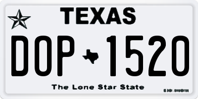 TX license plate DOP1520