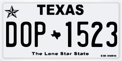TX license plate DOP1523