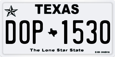 TX license plate DOP1530