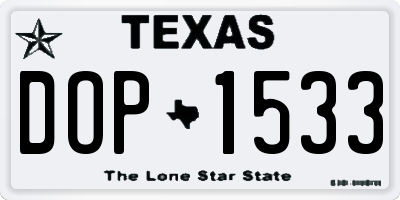 TX license plate DOP1533