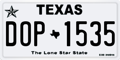 TX license plate DOP1535
