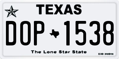 TX license plate DOP1538