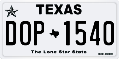 TX license plate DOP1540