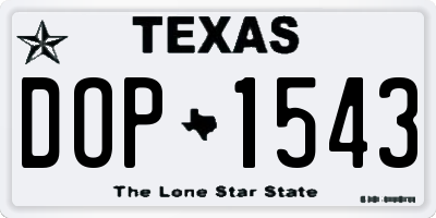 TX license plate DOP1543