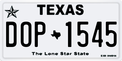 TX license plate DOP1545
