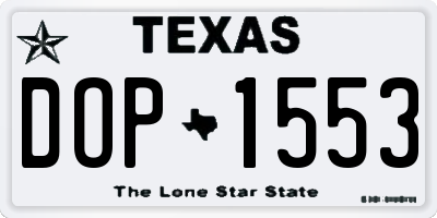 TX license plate DOP1553