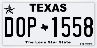 TX license plate DOP1558