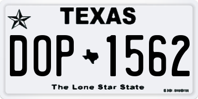 TX license plate DOP1562