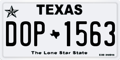 TX license plate DOP1563
