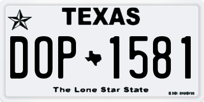 TX license plate DOP1581
