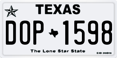 TX license plate DOP1598