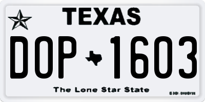 TX license plate DOP1603