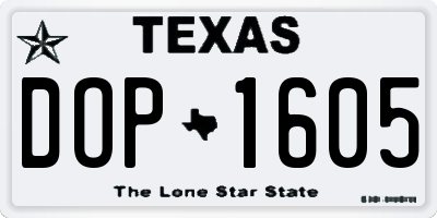 TX license plate DOP1605
