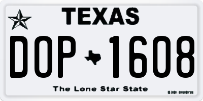 TX license plate DOP1608
