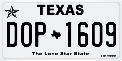 TX license plate DOP1609