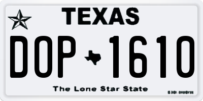 TX license plate DOP1610
