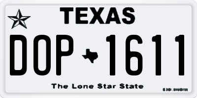 TX license plate DOP1611