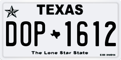 TX license plate DOP1612